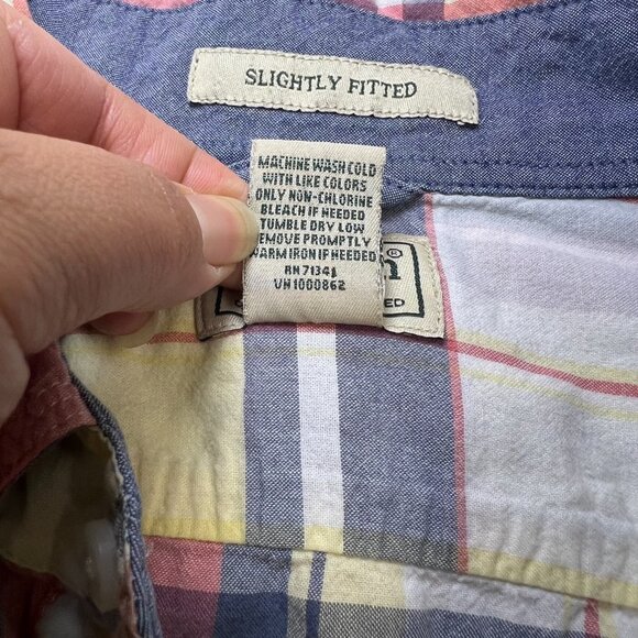 LL Bean Mens L Plaid Short Sleeve Shirt Slightly Fitted 100% Cotton Multi - Picture 8 of 9